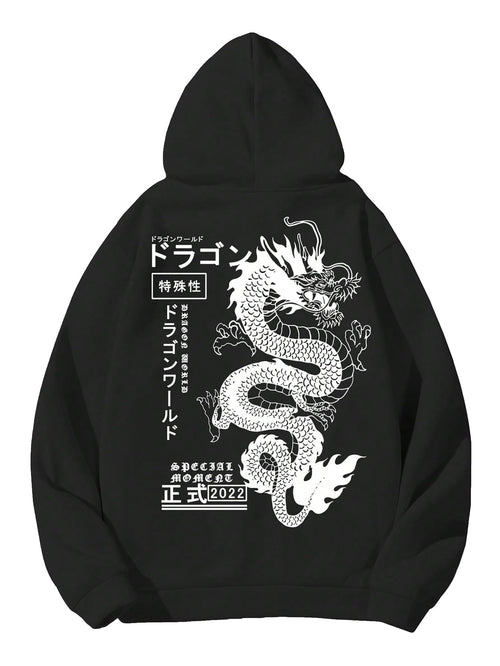 SHENHE Mens Hoodie Sweatshirt Graphic Letter Casual Long Sleeve Drawstring Pullover Oversized Sweatshirt Black M