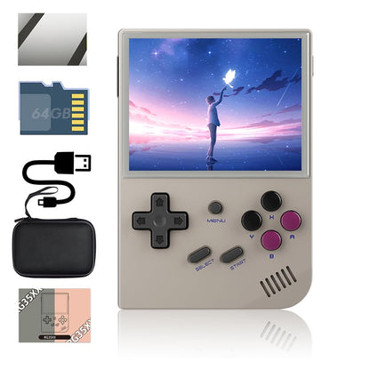 RG35XX Handheld Game Console 3.5 inch IPS Retro Games Consoles Classic Emulator Hand-held Gaming Preinstalled Hand Held Video System with Portable Case 64GB Gray
